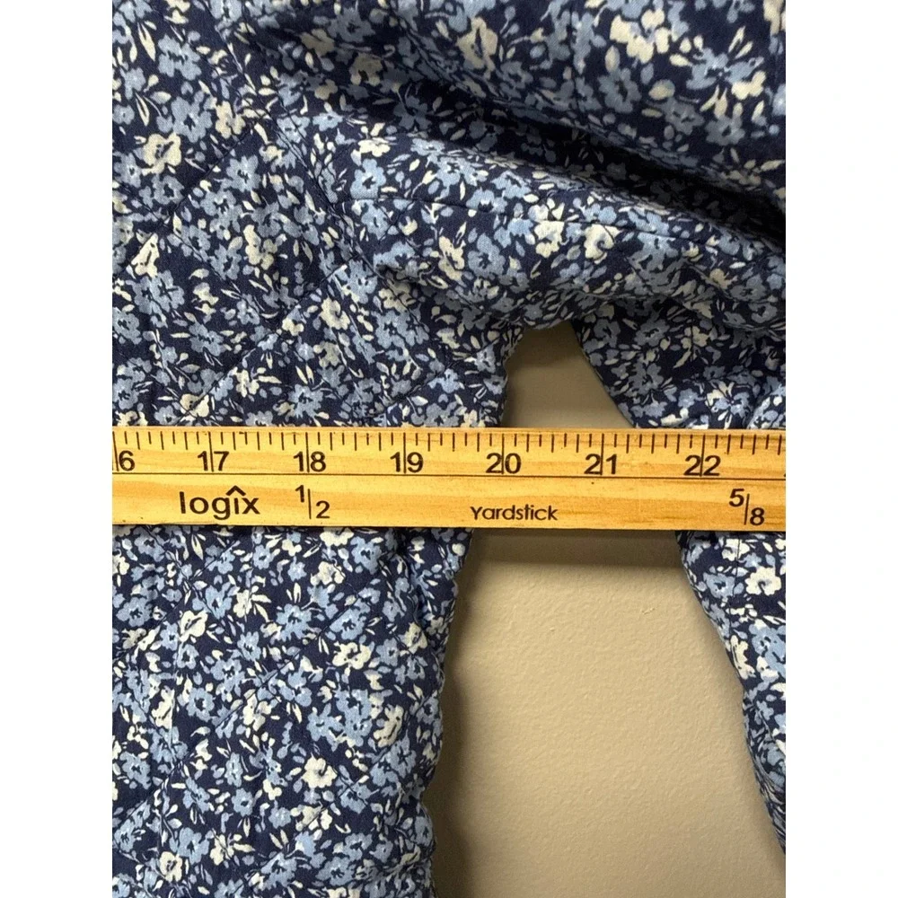 J.CREW Women Short Quilted‎ Cotton Blend Blue Floral Jacket Womens 8